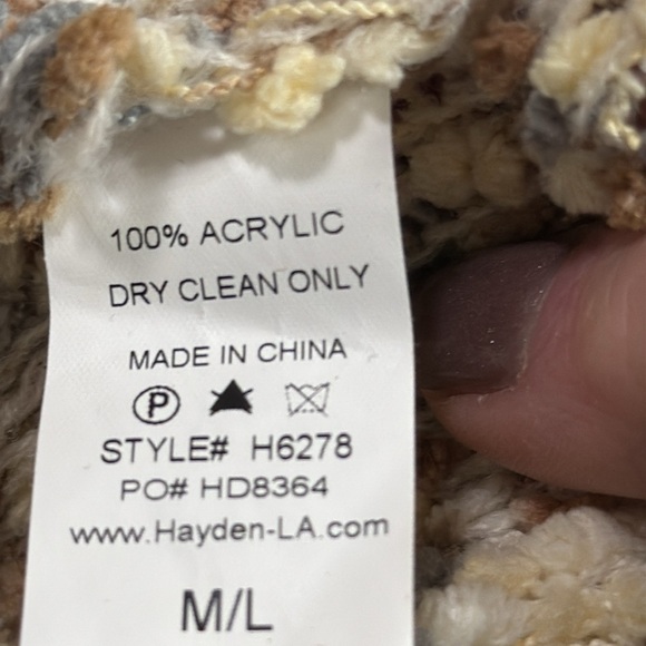 Hayden Dolman Sleeve Cardigan Sweater SZ M/L cappuccino neutral chenille pockets - Picture 5 of 6